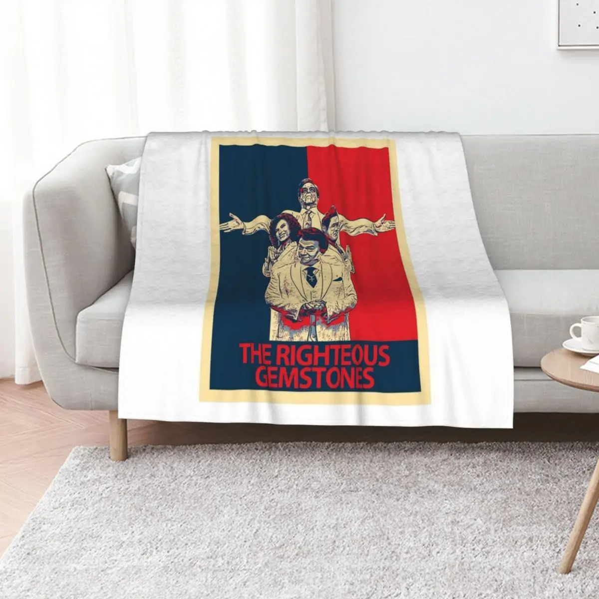 

righteous gemstones trending artwork Throw Blanket Designers Beach Retros Furrys Blankets