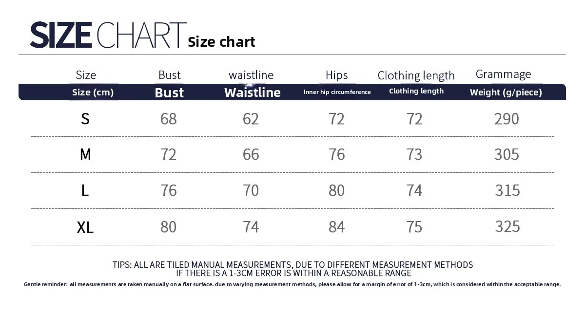 Size chart and fit details