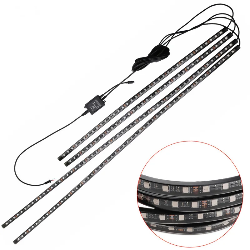 سيارة Led تدفق الضوء الملونة الهيكل شرائط مصباح مرنة مقاوم للماء سيارة تحت الوهج جو شريط مصابيح #4