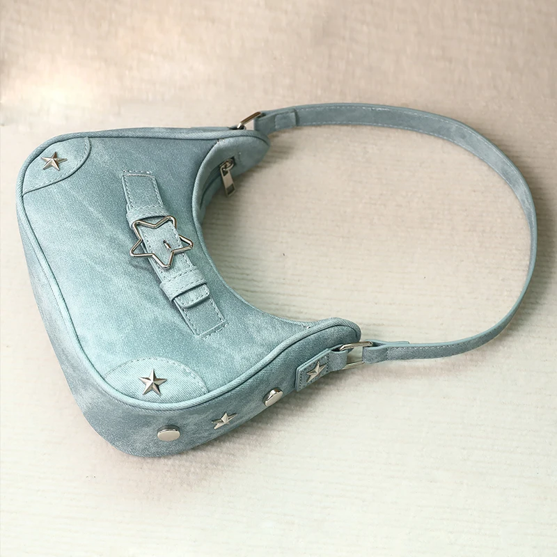 Vintage Lässige Niedliche Weiße Stern-Schultertasche Damen Umhängetaschen Leder-Reißverschlusstaschen Handtaschen für Frauen – Detail 12