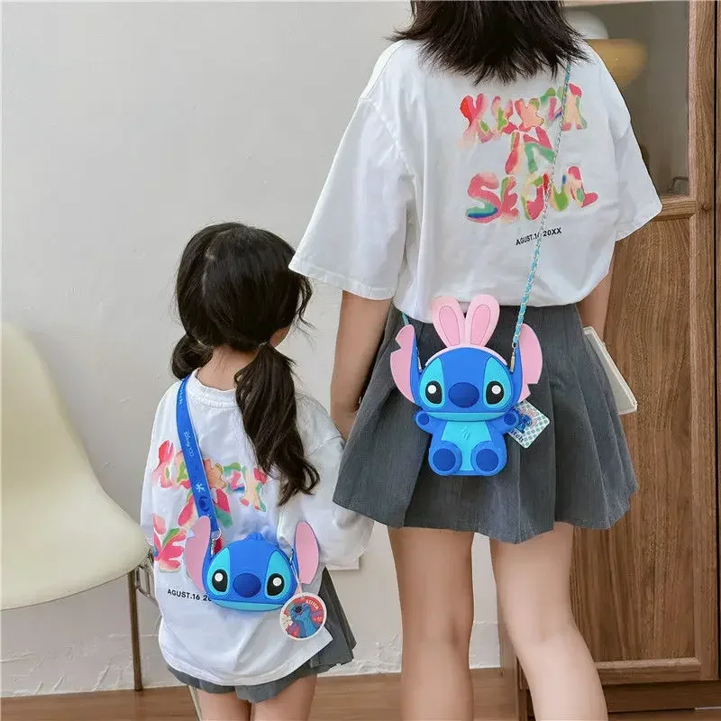 Disney-Animation CAN o & Stitch Sac à bandoulière pour enfants, Portable, Silicone, Dessin animé, Kawaii, JOWebbing, Cadeau de Noël