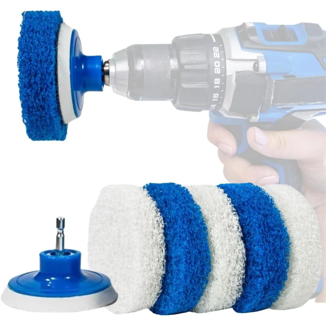

Multi-Purpose Drill Brush Kit for Cleaning Bathrooms, Showers, Tubs, Tile, Floors, Sinks, Toilets, Grout, and Grime Removal