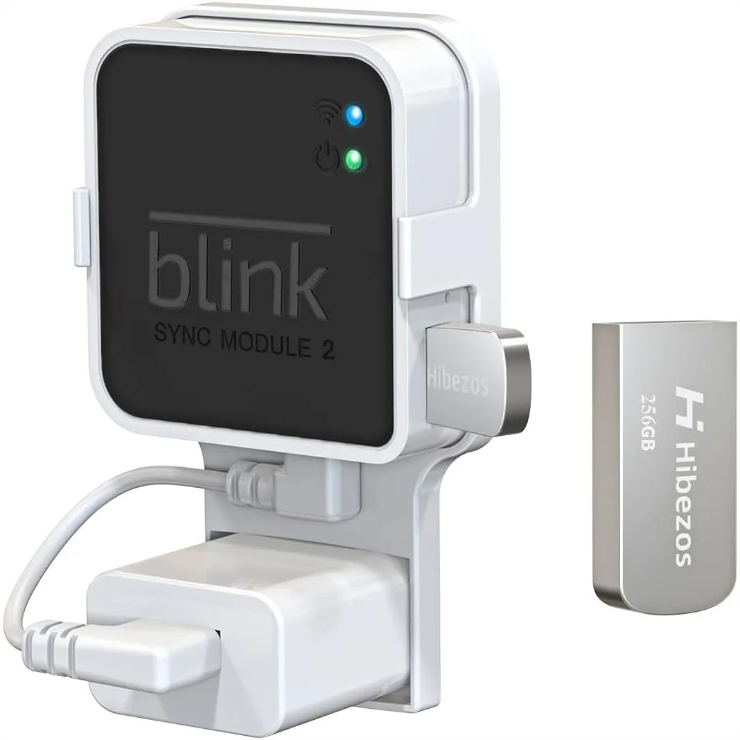 

256GB USB Flash Drive with Outlet Mount for Blink Sync Module 2, Space-Saving Holder for Indoor Outdoor Security System
