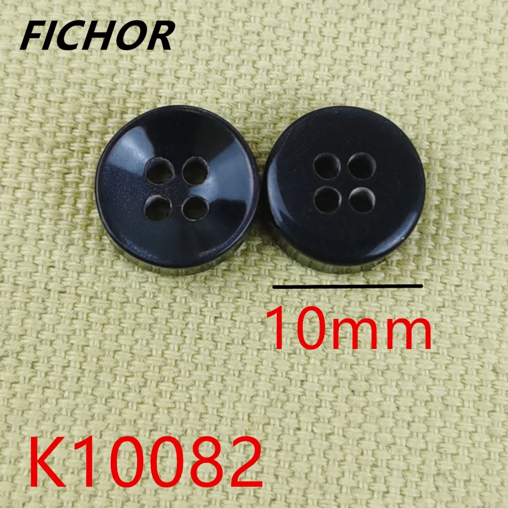 30/50pcs 10mm 4 fori bottoni per abbigliamento di lusso neri bottoni rotondi in tinta unita per camicia per vestiti bottoni fai-da-te accessori per