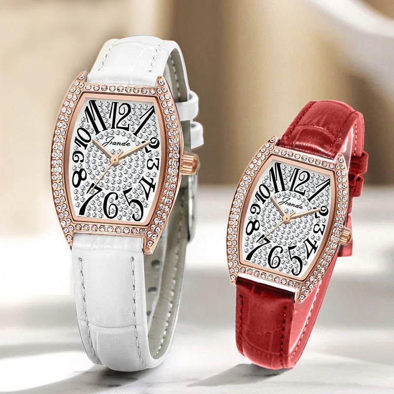 New in Watches for Women Fashion Quartz Watch Original Waterproof Hand Clock Tonneau Leather Elegant Women Wristwatch