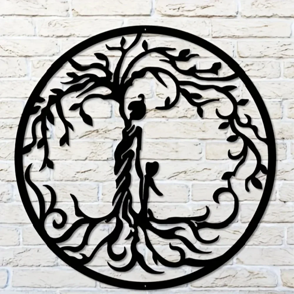 Metal Wall Art Tree of Life Infinite Love with Kids for Mother’s Day Elegant Iron Crafts and Hanging Ornaments Home Decoration