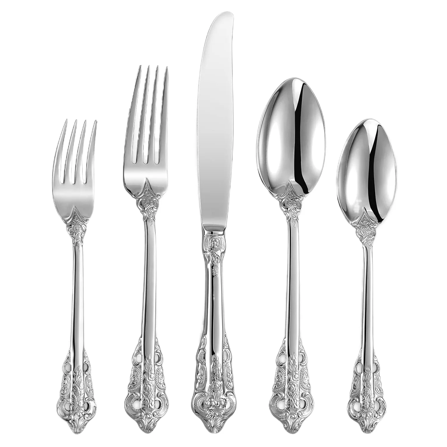 

High Quality Vintage 304 Stainless Steel Spoon Fork Flatware Silverware Royal Hotel Wedding Gold Luxury Baroque Cutlery Set