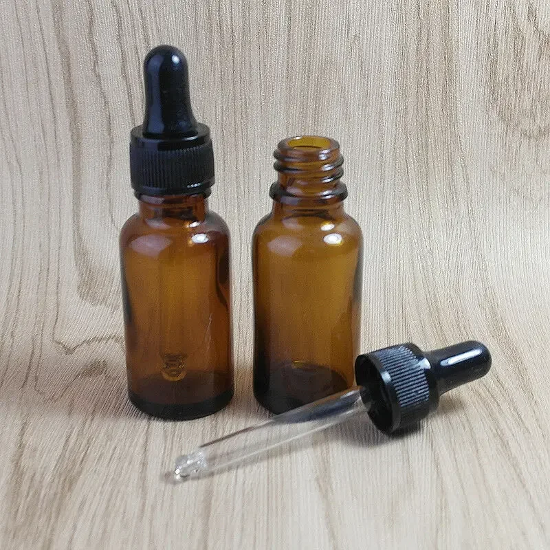 1pcs 5ml/10ml/15ml/20ml/30ml/50ml Empty Amber Dropper Bottles Glass Essential Oil Liquid Aromatherapy Pipette Perfume Containers