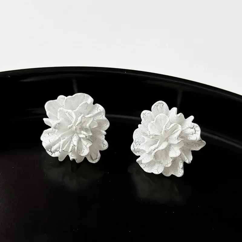 Boucles d'Oreilles à Grandes Fleurs Blanches pour Femme, Bijoux de Mariage, Design Unique, Cadeau d'Anniversaire, Vente en Gros, Nouvelle Collection