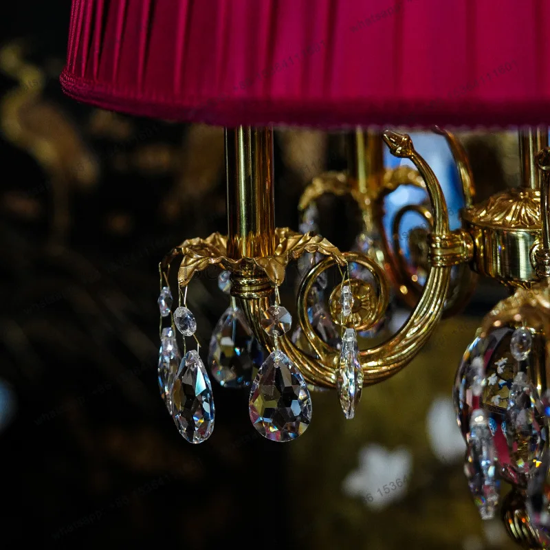 PG French floor-to-ceiling luminous ornament European retro high-end clubhouse bedroom crystal all-copper ornament