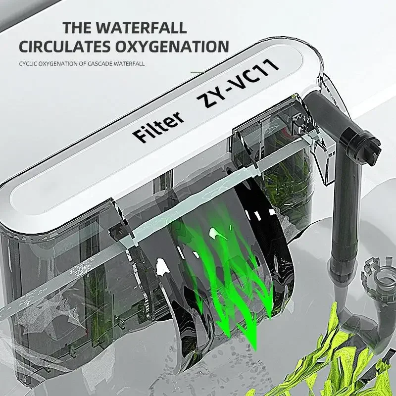 Aquariumfilter Aquariumfilter Verstelbare wandgemonteerde filterpomp Olieverwijderaar Film Extern grastankfilter 110V-220V