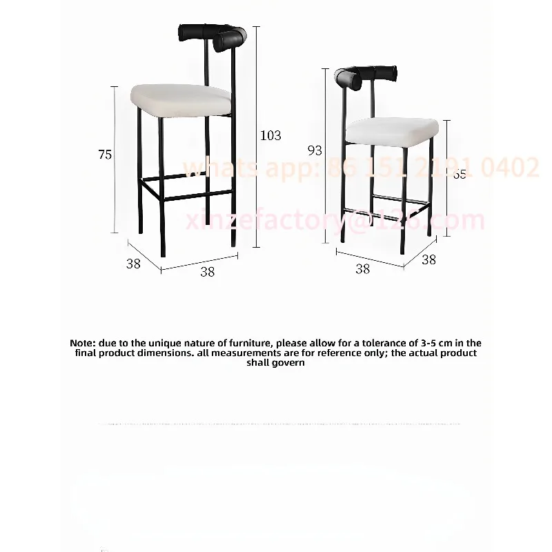 

Customizable Modern Minimalist Bar Stools with Leather Backrest and Metal Frame Upholstered Velvet Seat Chairs for Kitchen Islan