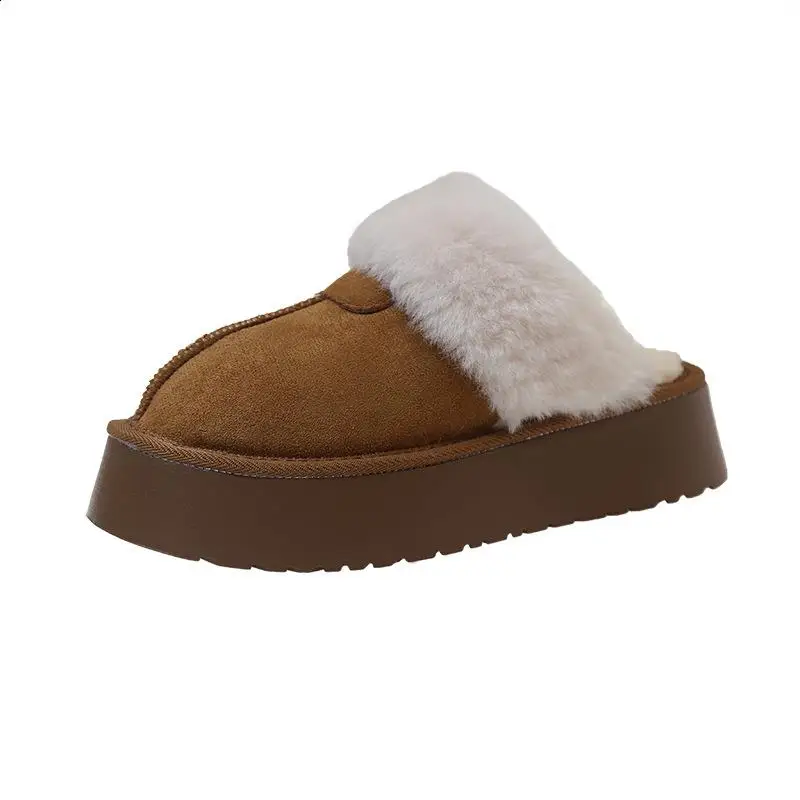 Scarpe con punta coperta Scarpe invernali da donna Pantofole con plateau Scivoli Infradito in pelliccia bassa Tacchi con zoccoli in peluche Stivali da neve Roma Tessuto PU Shearling