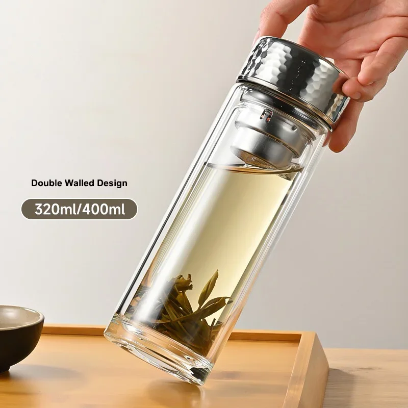 Tea Water Bottle High Borosilicate Glass Double Layer Tea Water Cup Infuser Tumbler Drinkware Water Bottle With Tea Filter