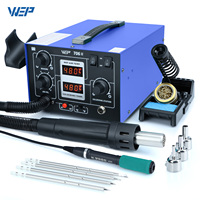 WEP T12 Soldering Station With Hot Air Gun Air Pump 2-in-1 Desoldering Reowrk Welding Iron Station For SMD PCB Repair Tool