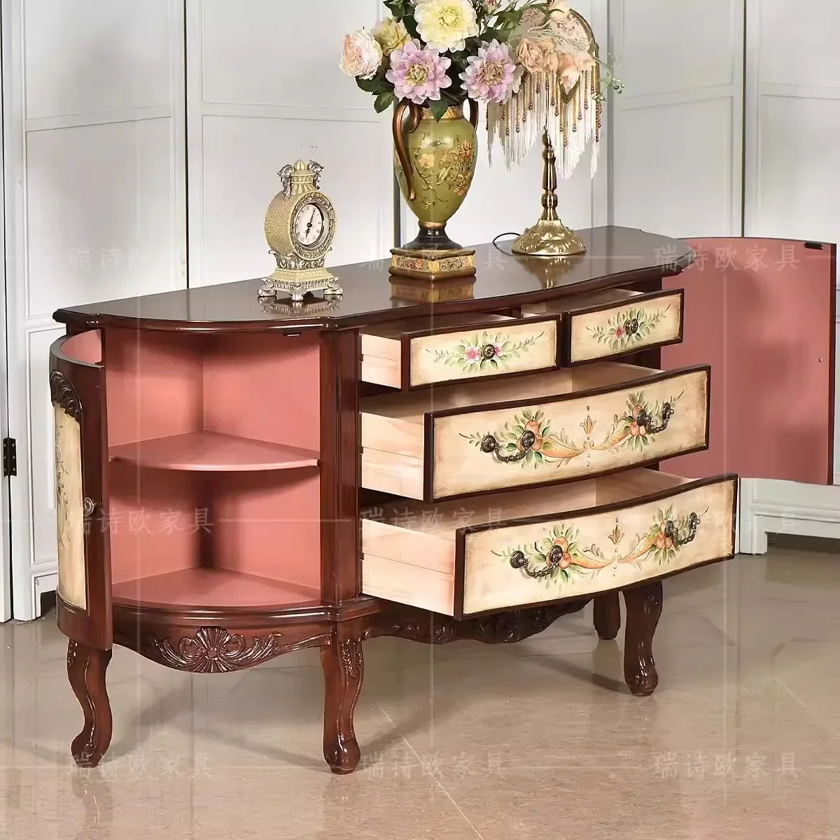 

TAO Rural entrance cabinet European painted dining side cabinet storage decoration sofa side cabinet