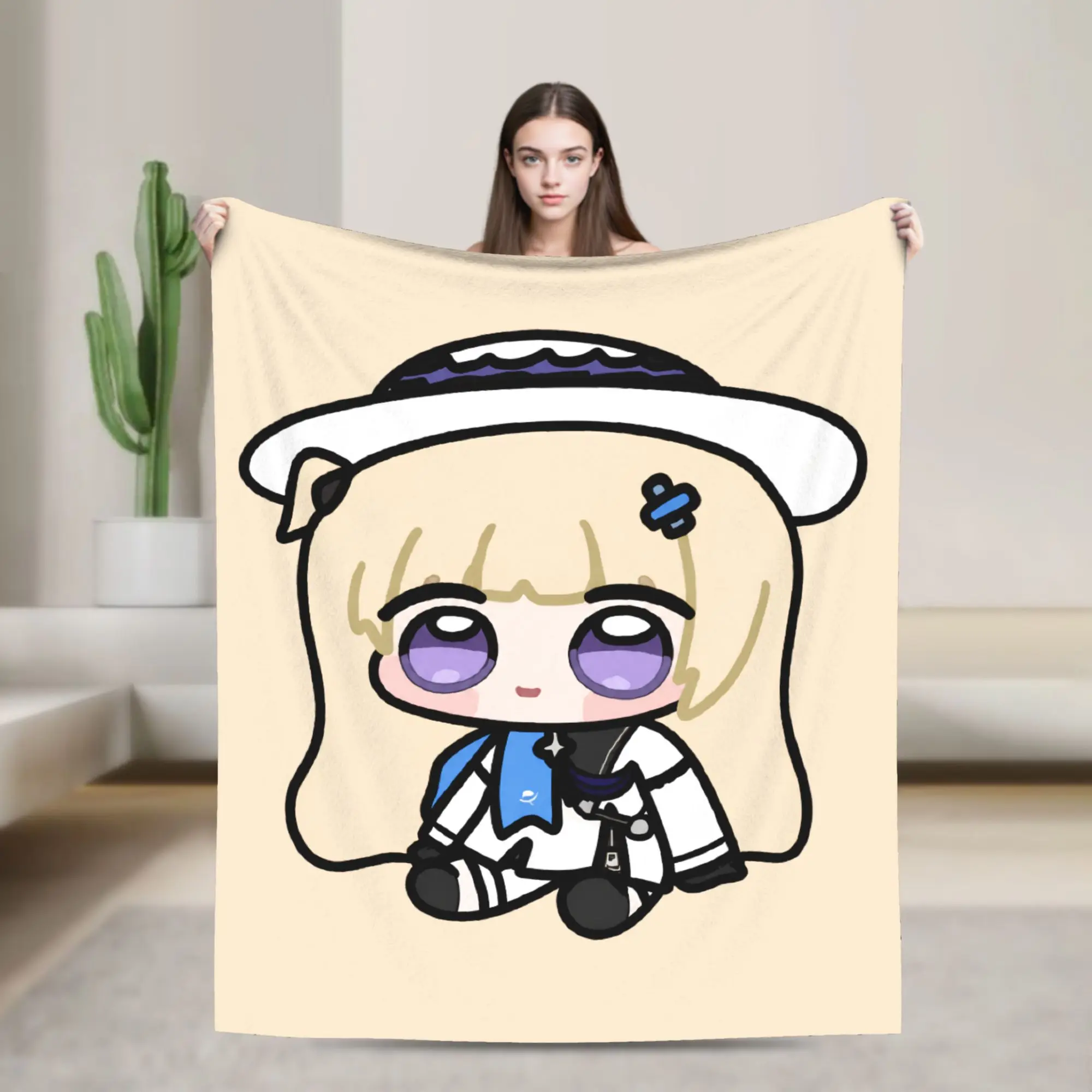 Wuthering Waves Chibi Phoebe Blanket Flannel Summer   Multifunction Ultra-Soft Throw Blankets for Home Office Bedspreads
