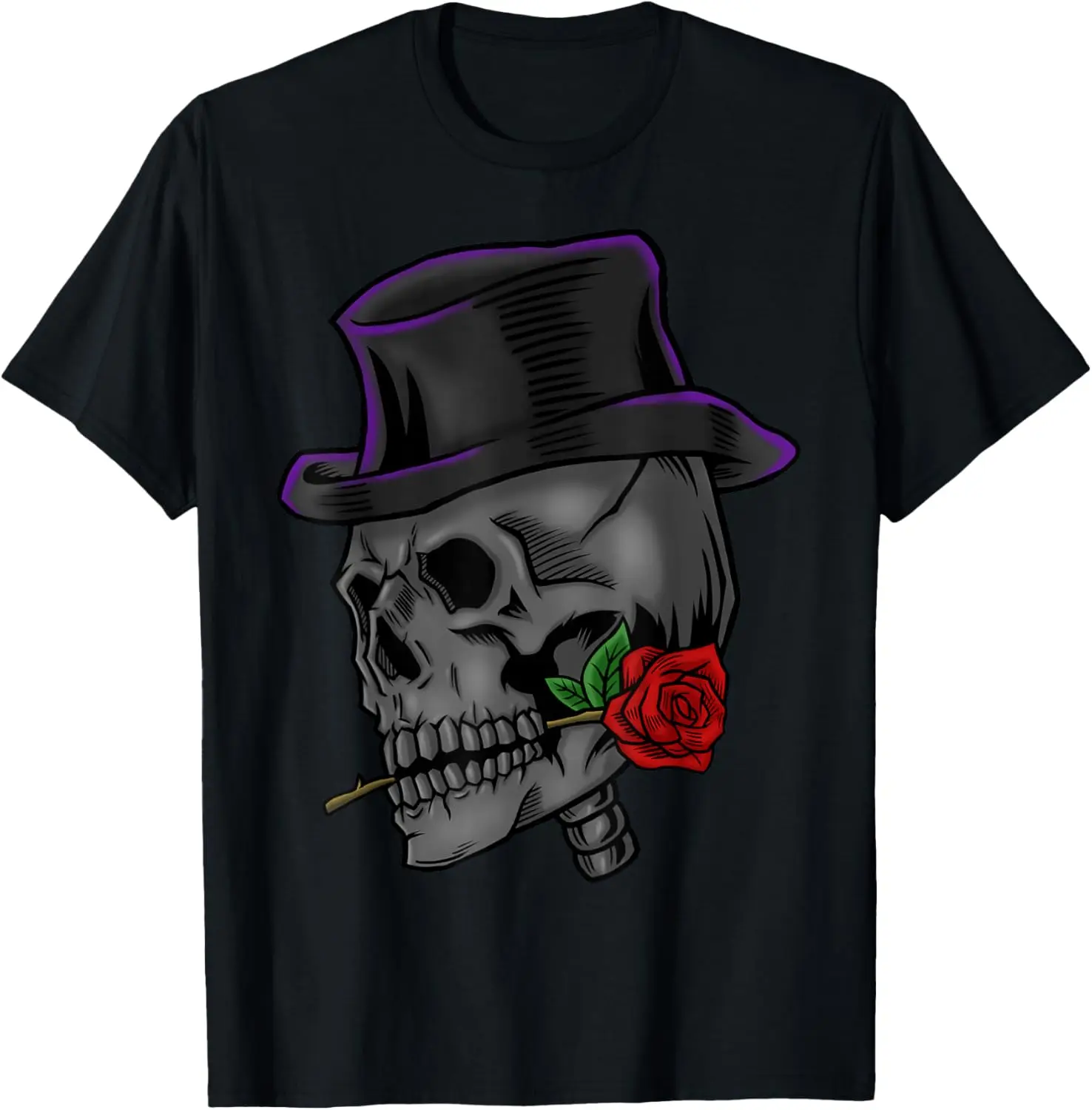 

Goth Skull Horror Rose T-Shirt