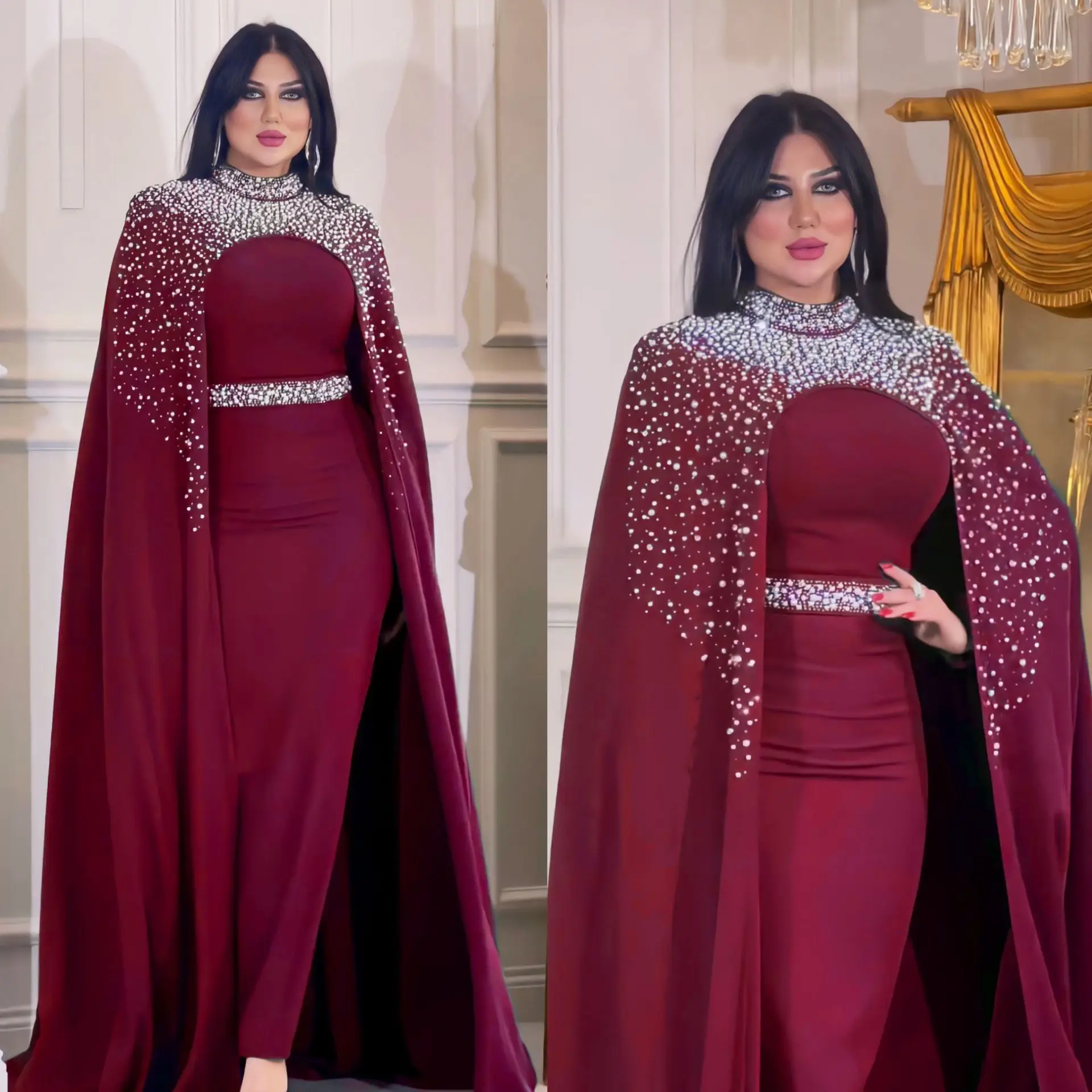 Afrikanische Kleider für Frauen Frühling Afrika Langarm O-Ausschnitt 2 Stück Set muslimische Mode Abaya Party Abend langes Maxi kleid