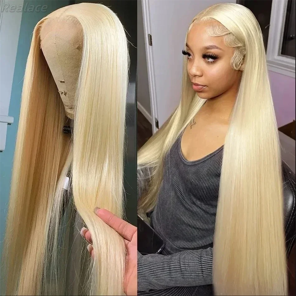 

13x4 13x6 HD Transparent Full Frontal Lace 613 Blonde Colored Straight Human Hair Wigs Lace Front Wigs For Women 34 36 Inch