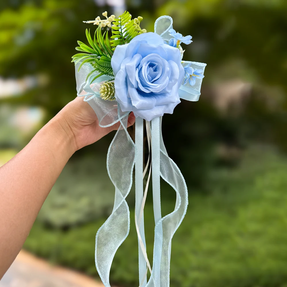 Große Rosenblume mit gekräuselten Rändern und Saugnapf, künstliche Blumendekoration für Hochzeitsauto-Rückspiegel, Party-Gang-Stuhl-Dekoration – Detail 9