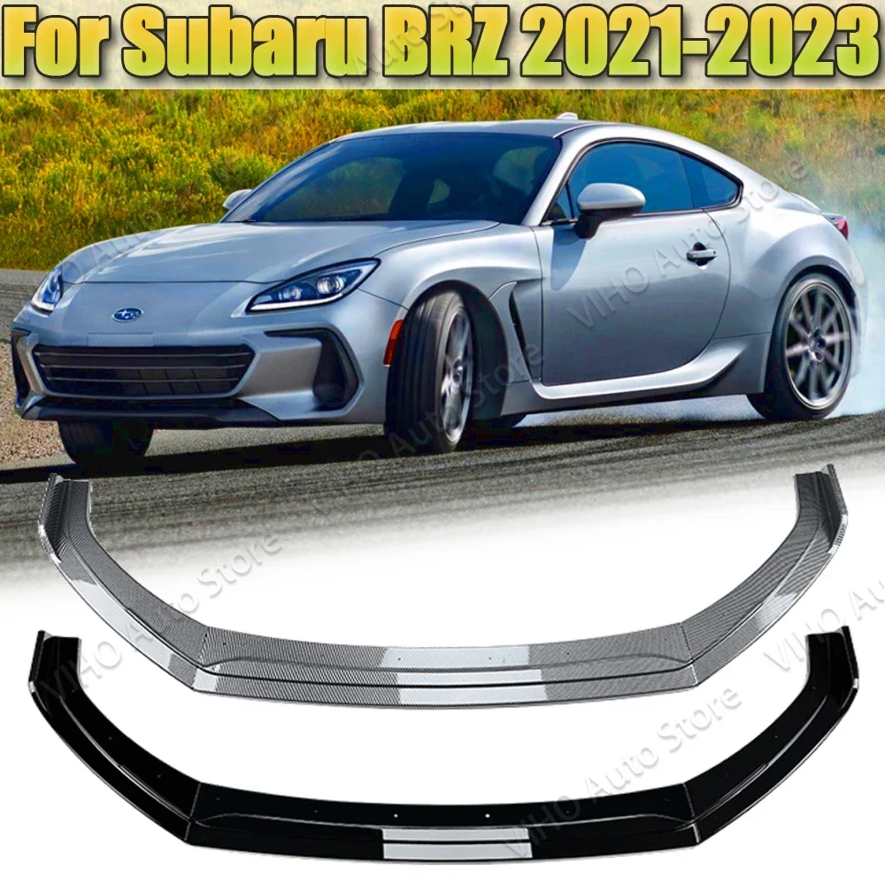 

For Subaru BRZ 2021 2022 2023 Auto Car Front Bumper Splitter Lip Spoiler Diffuser Guard Body Kit Cover Tuning ABS Black Carbon