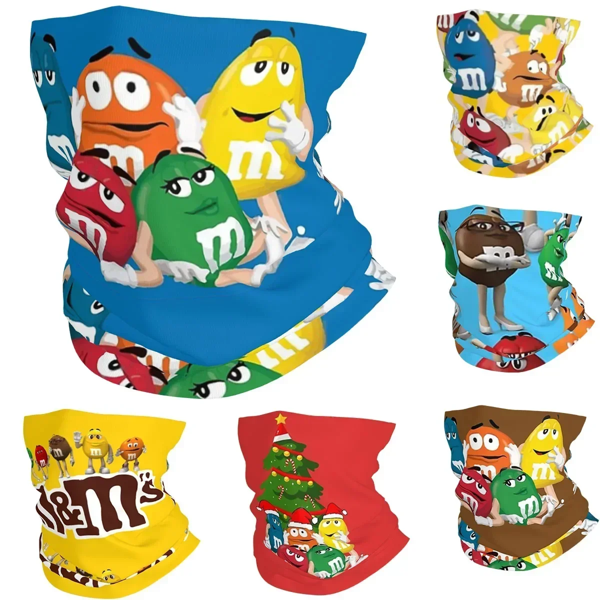 

M And MS Candy Character Bandana Neck Gaiter Printed Wrap Mask Scarf WarmFaceMask Hiking Fishing Unisex Adult Washable