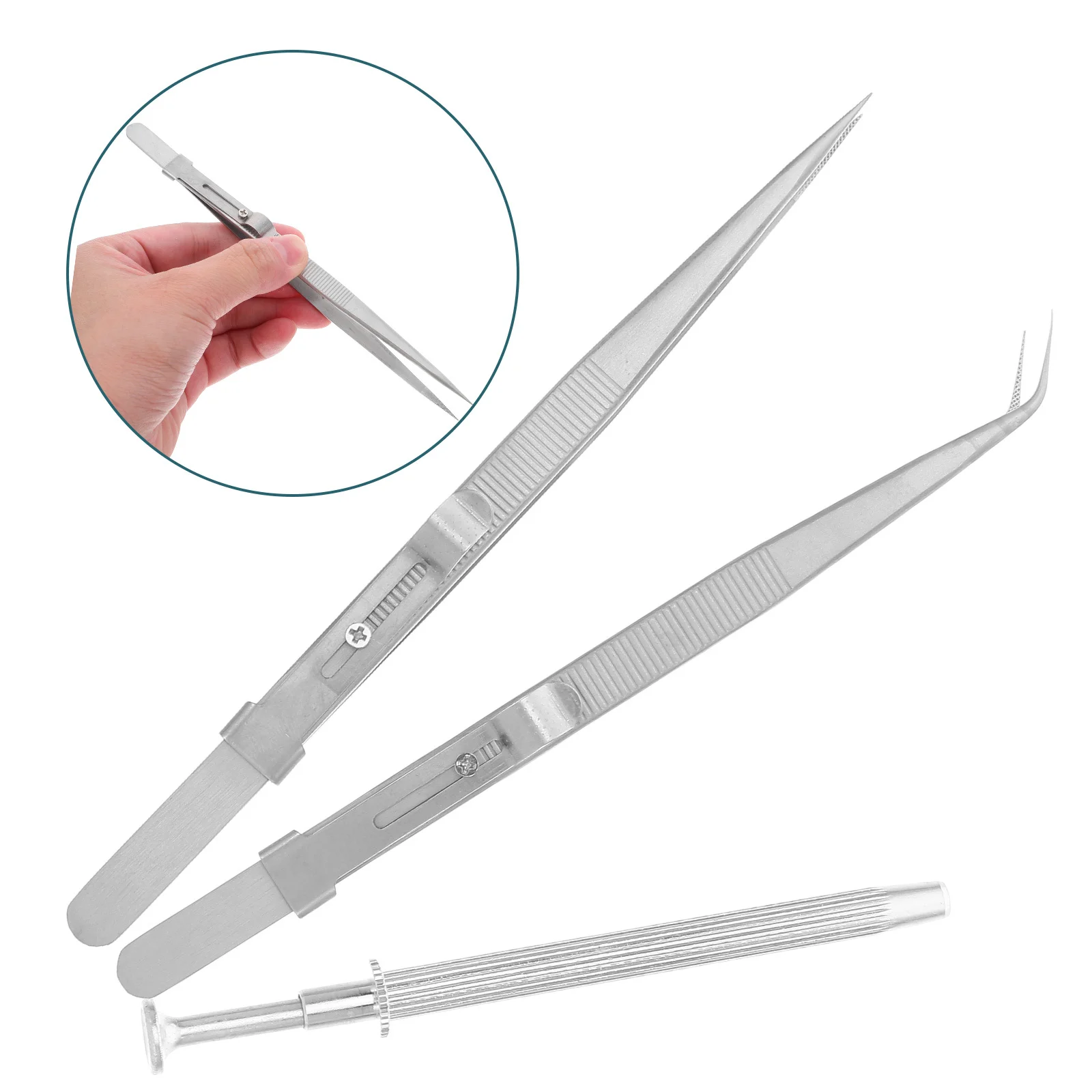 

1Set Jewelry Tweezers Stainless Steel Set Non-Slip Long Handle Precision Tweezers for Crafting Rhinestone Diamond Grabbing