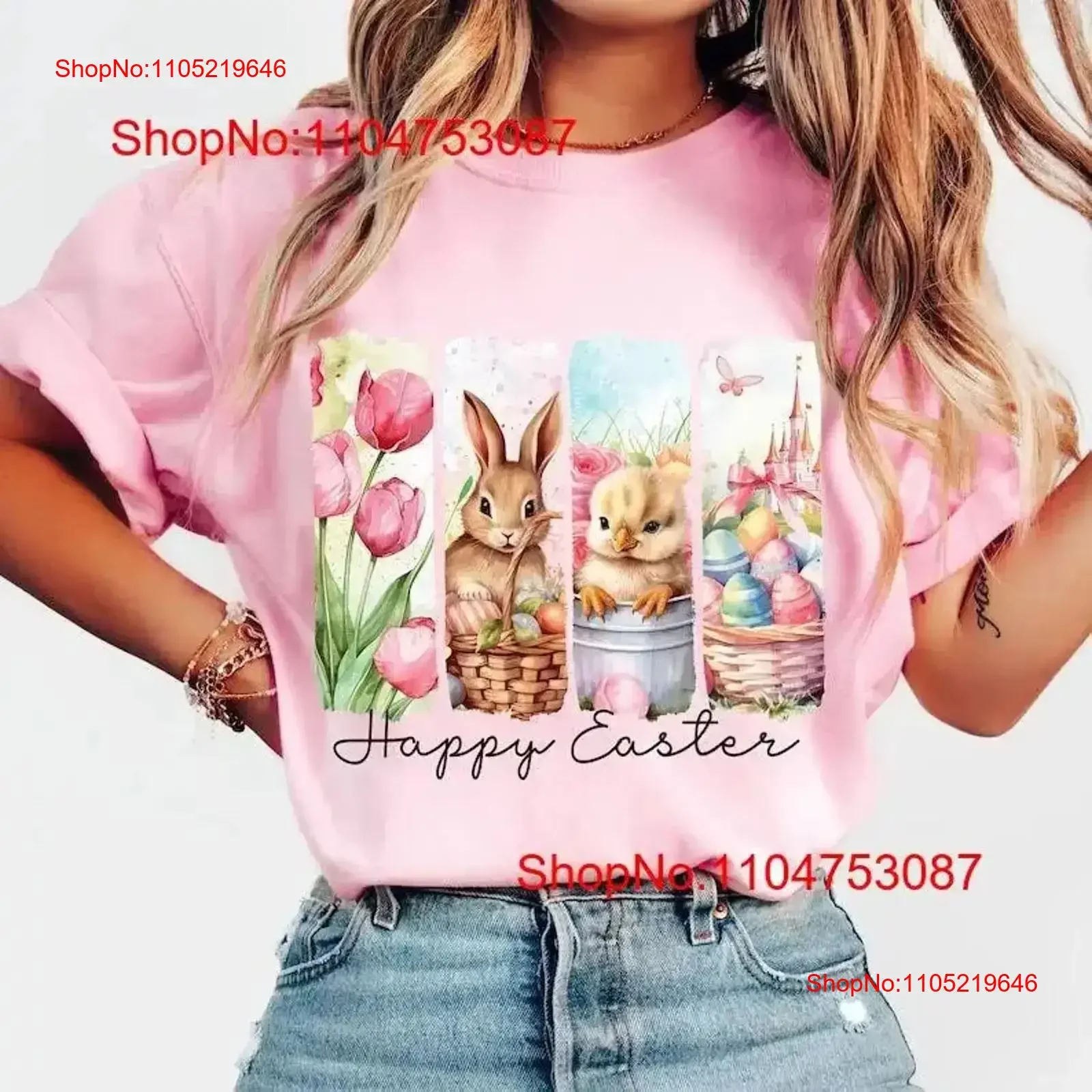 

Women Easter Bunny T Shirt Coquette Floral Spring vintage Washed Slightly Stylish streetwear Soft Casual Top For Everyday Wear