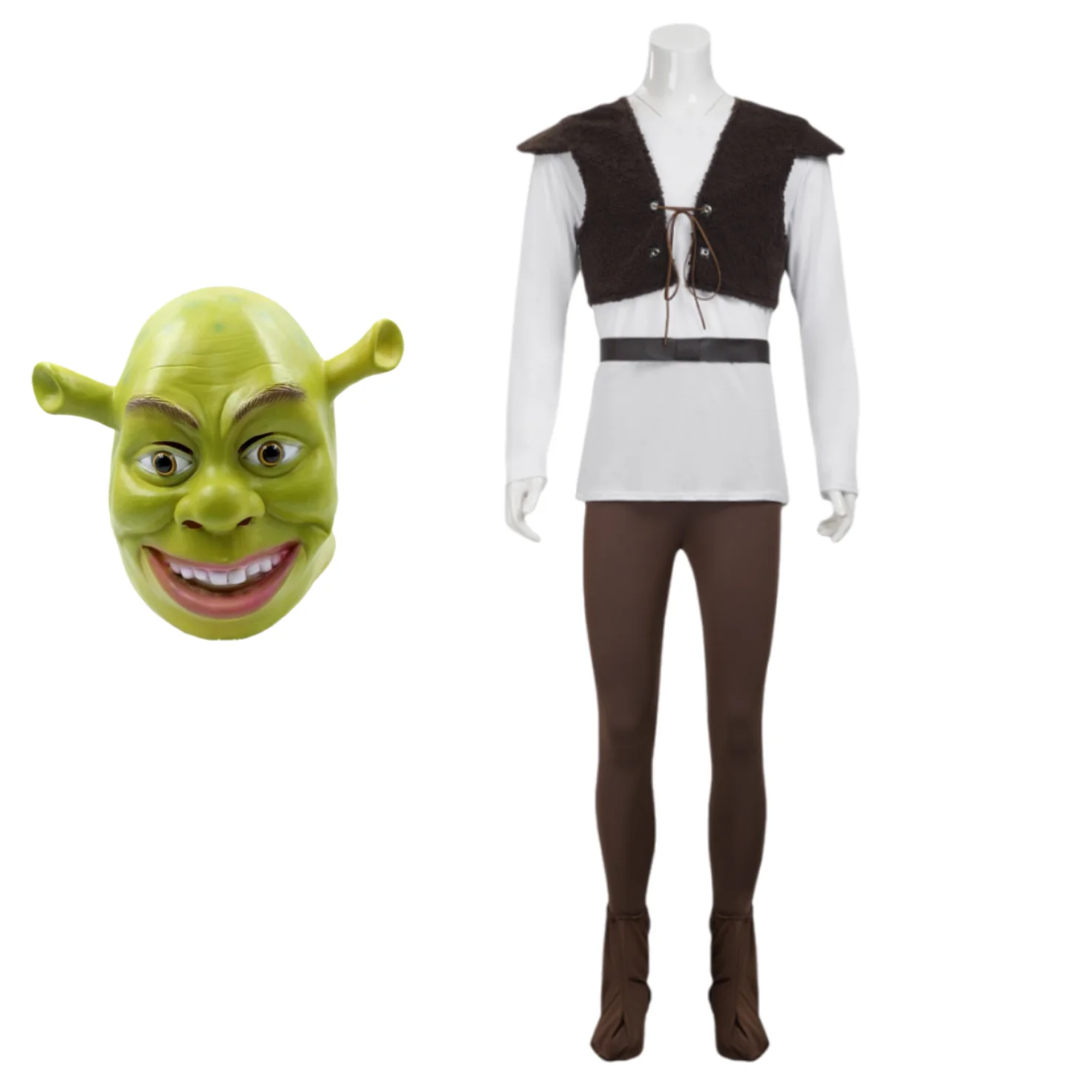 Movie Monste Shrek Cosplay Costumes Mask Shrek Top Vest Pants Men Performance Role Play Halloween Carnival Outfits H