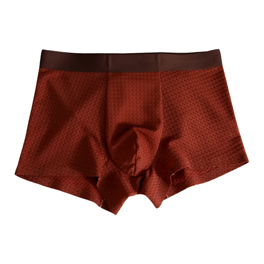 

Men Ice Silk Jacquard Mesh Boxers Breathable Seamless Underpants Solid Trunks Stretch Boxershorts Male