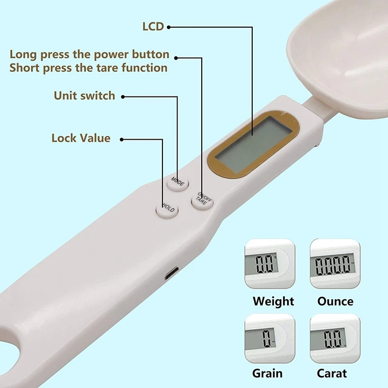 USB Charging Measuring Spoon Gram Scales Electronic Digital Gramera Dimensional Weighing For Powder Flour Kitchen Tool