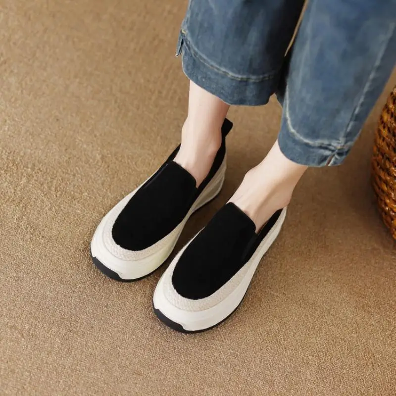 Stylish Breathable Women\'s Shoes Slip On Green Female Footwear Loafers Casual Comfortable Thick Bottom Female Vulcanized Shoes