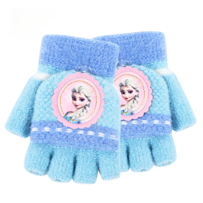 Disney-Elsa Mickey Children's Party Dressing Gloves, Warm Five Finger Flip, Party Decoration, Baby Festival Gifts, Winter