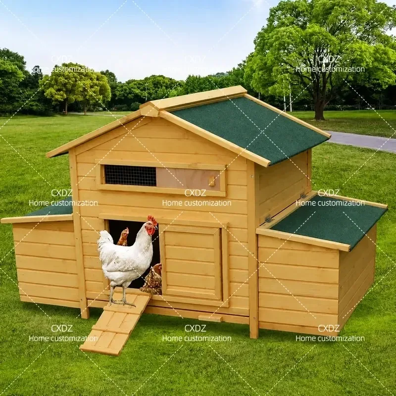 Large Wooden Outdoor Chicken Coop Rabbit Hutch Pigeon Cage with Rain Protection Nesting Box for Hatching Eggs Small Animal