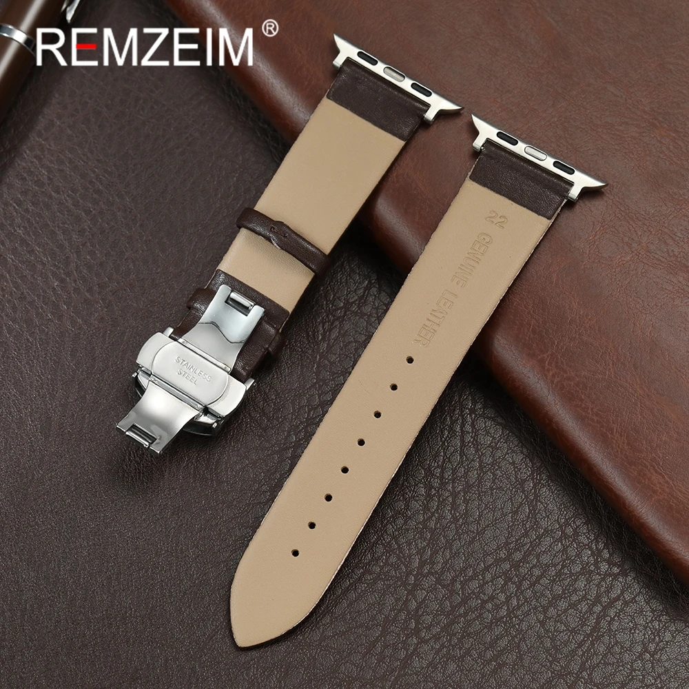 Bracelet en cuir Ultra-fin pour Apple Watch 1-10 Ultra SE 2, décontracté, souple, 38 40 41 42 44 45 46 49mm