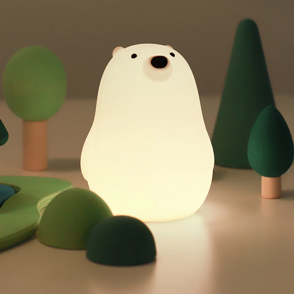 

White bear pat light silicone soft light eye-care bedroom sleep light bedside breastfeeding night light children's gifts