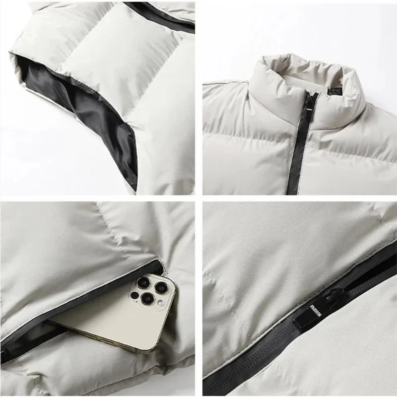 Men's Thick down Vest Sleeveless Stand Collar Windproof Warm Winter Coat DIY Logo Customizable Company Brand Printing Jacket
