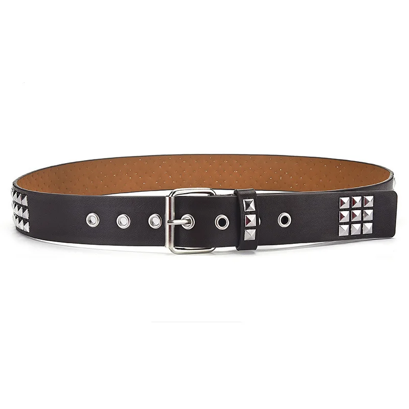 Neuer quadratischer Perlen-Nietengürtel für Damen, Heavy-Metal-Gürtel für Männer und Frauen, Y2K europäischer und amerikanischer Punk-Rock-Jeansgürtel. – Detail 2