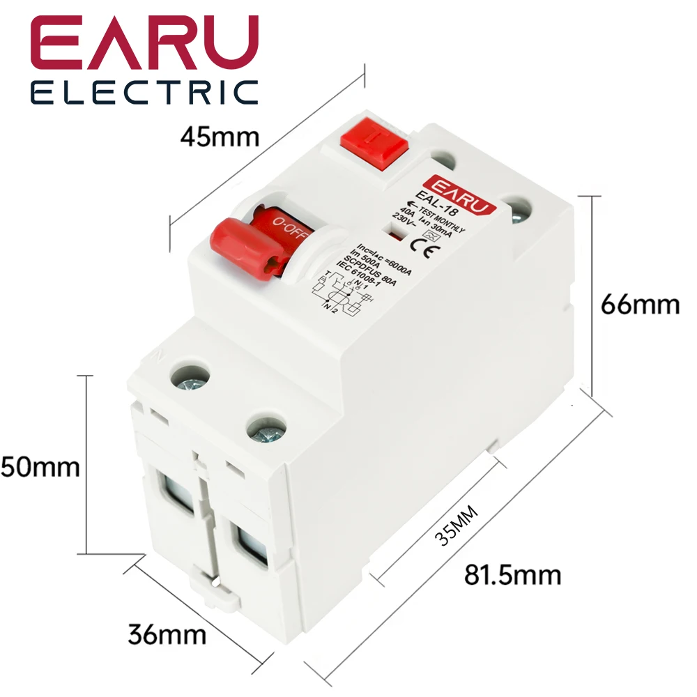 2P 32A 10/30/100/300mA Type A RCCB RCD ELCB Electromagnetic Residual Current Circuit Breaker Differential Breaker Safety Switch