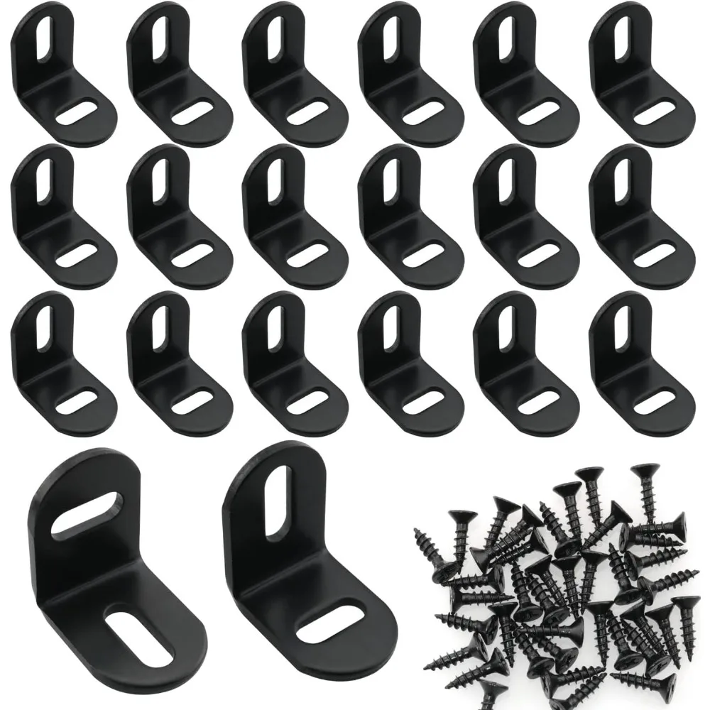 

L-shaped Brackets, 20-pack, 25x25x23mm Adjustable Right-angle Brackets, Black L-shaped Brackets, with Screws
