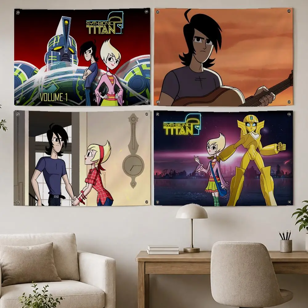 Cool Show Sym-Bionic Titan Flags Room Home Decor Wall‑Hanging Art Banner, Outdoor for Bedroom Party Background Decoration