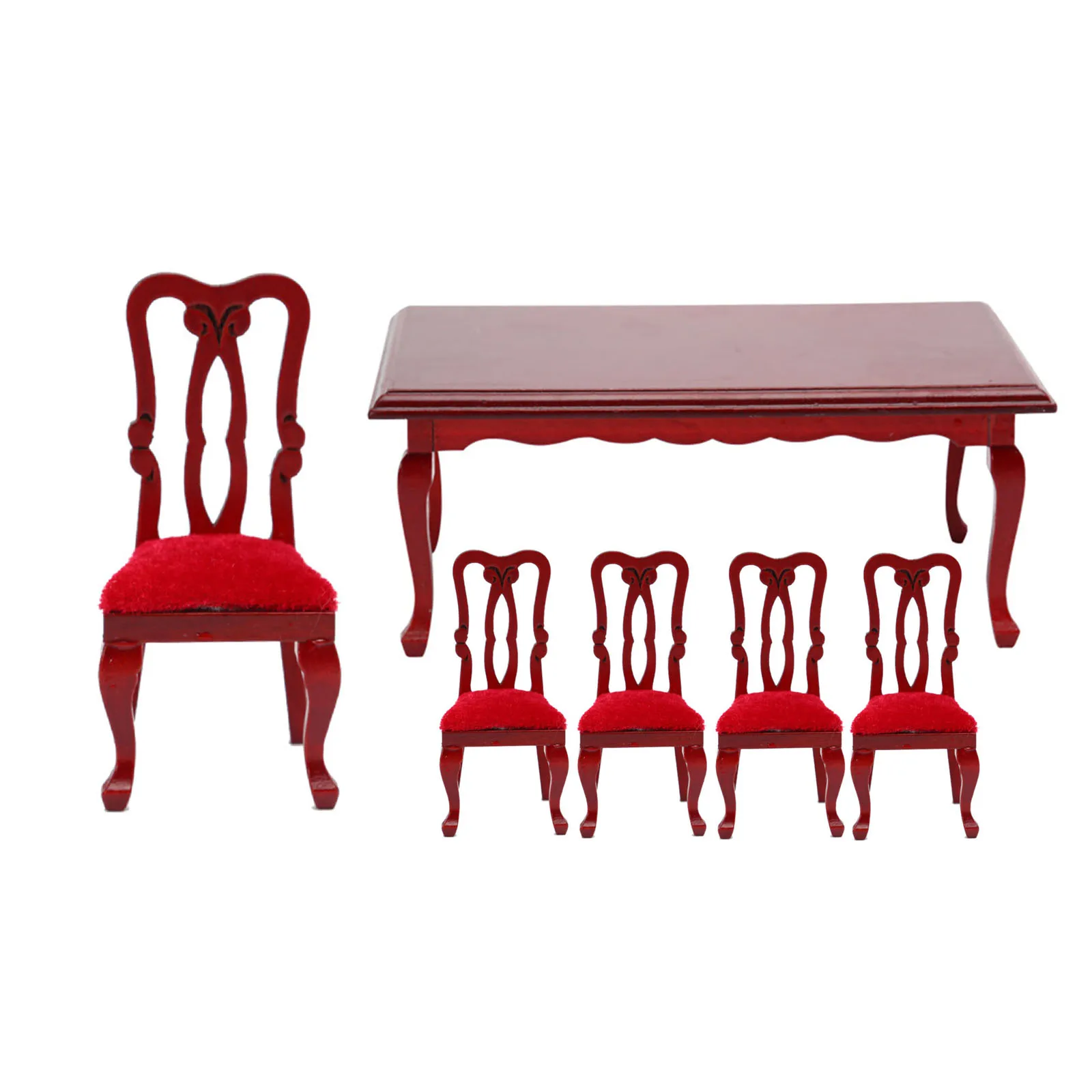 Cute Dollhouse Table Miniature 1:12 Decor Accessories Gifts Dining Room DIY Toys Ornament Dining Table and 6 Years Old