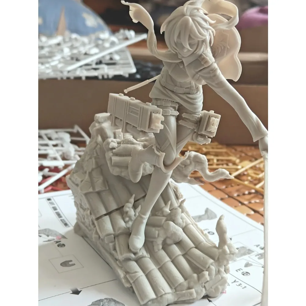 1PC Mikasa Scarf Girl 3d Printed Resin Blank Model DIY Coloring Self-assembly Decoration Craft Figurine Gift for Men and Women