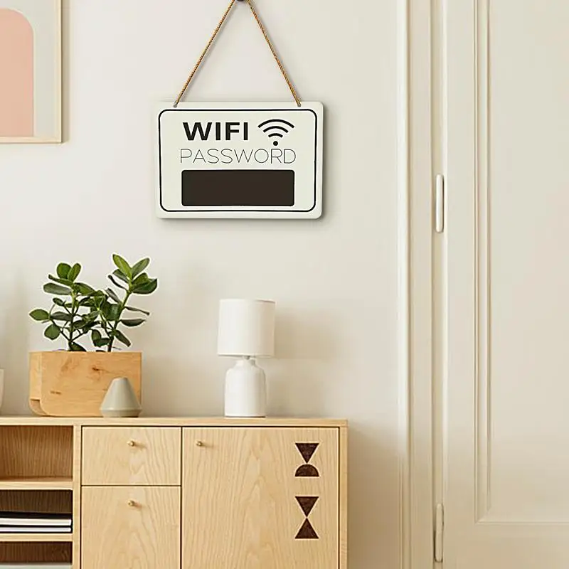 Wooden WiFi Sign Wireless Network Coverage Sign Writable Erasable Board Portable Wooden Sign For Home Business Table Stand