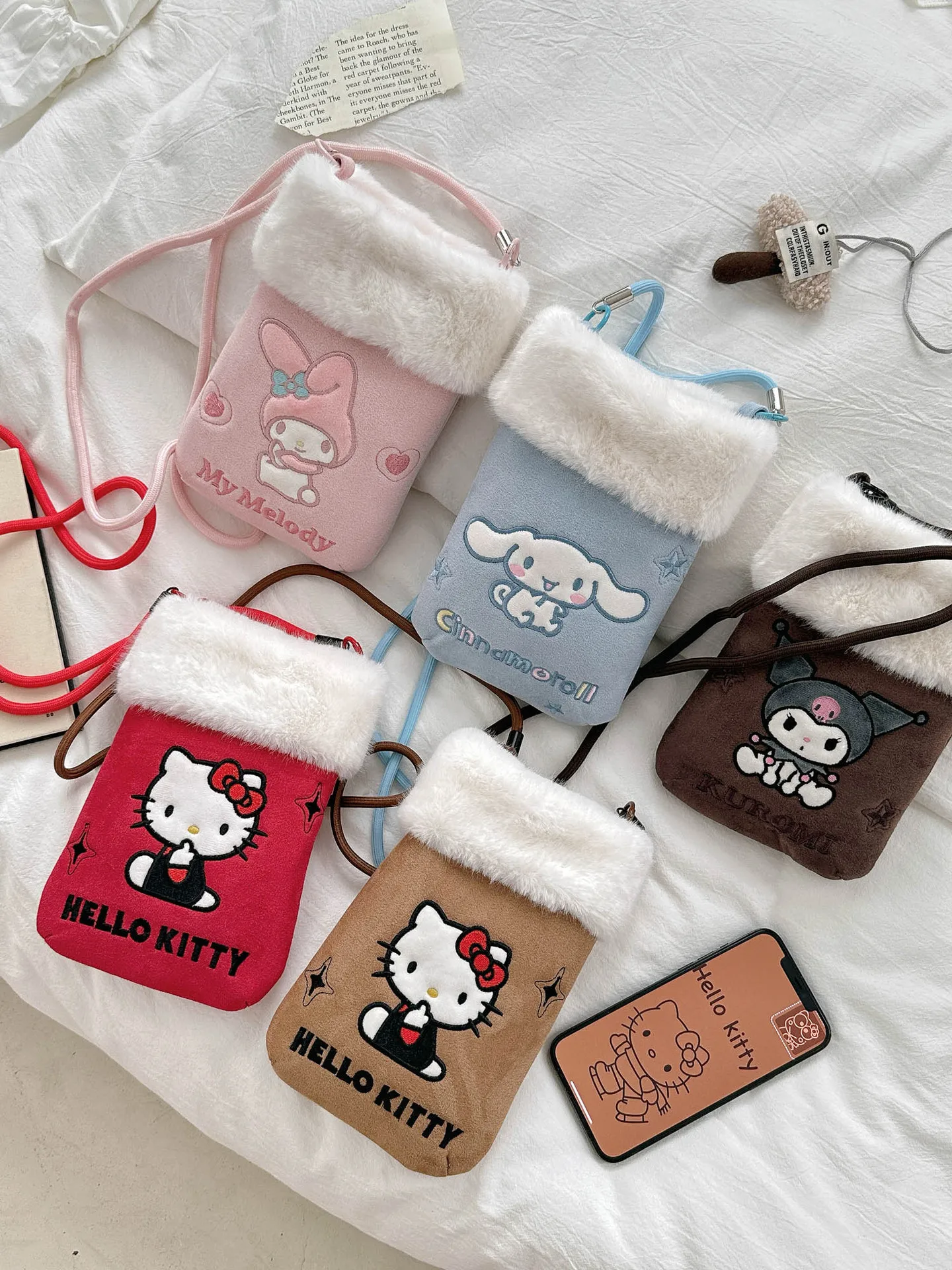 

Kawaii для KT Kuromi сумка для хранения телефона сумка для хранения осень/зима через плечо портативная мини-сумка Kawaii подарок