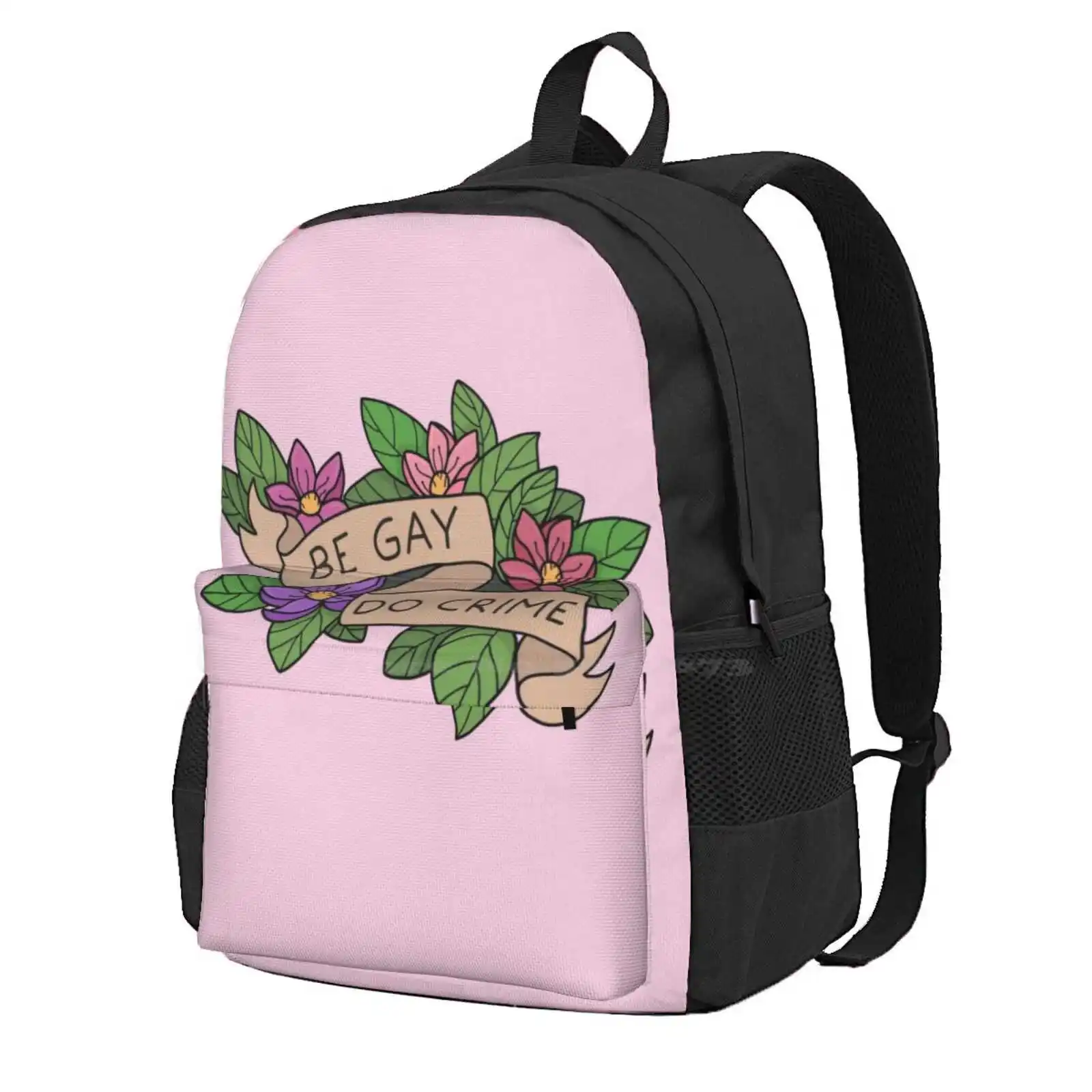 Be Gay Do Crime Hot Sale Schoolbag Backpack Fashion Bags Be Gay Do Crimes Ribbon Proud Gay Pride Rainbow Flag Lgbt Parade