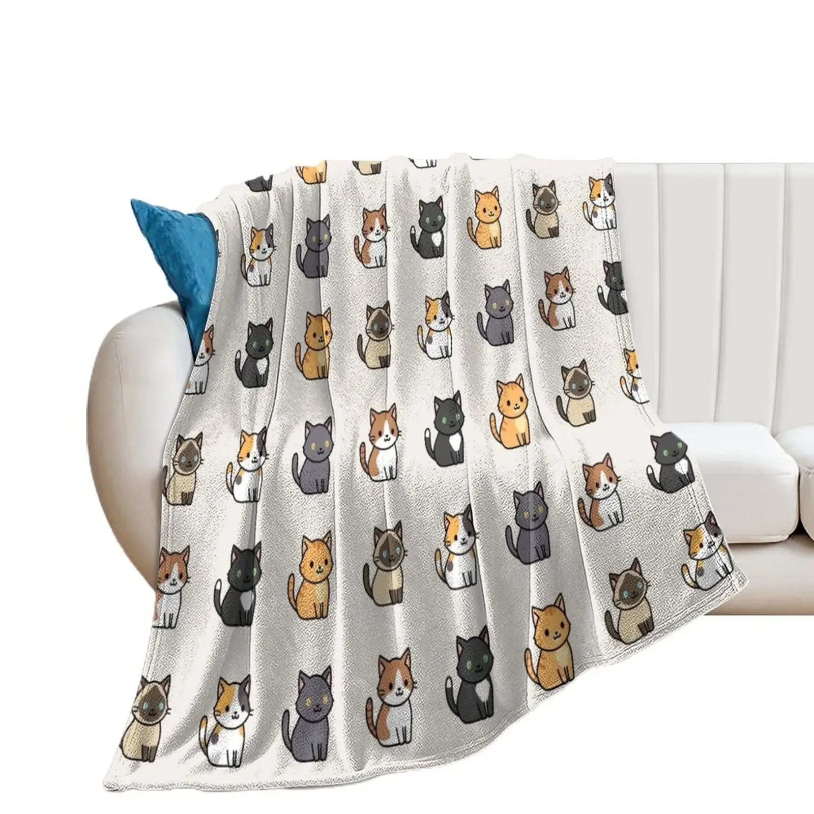 

Cats Throw Blanket Loose Flannel Fabric Luxury Designer Soft Big Blankets