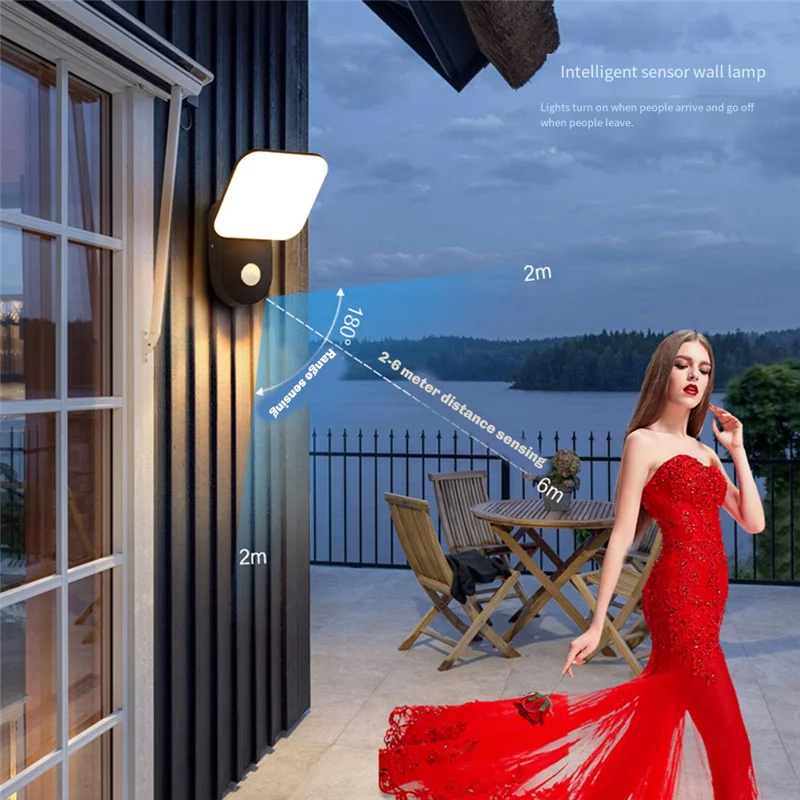 

ABKY-Garden Fence Lighting Outdoor Wall Lamp LED IP65 Waterproof Motion Sensor External Corridor Road