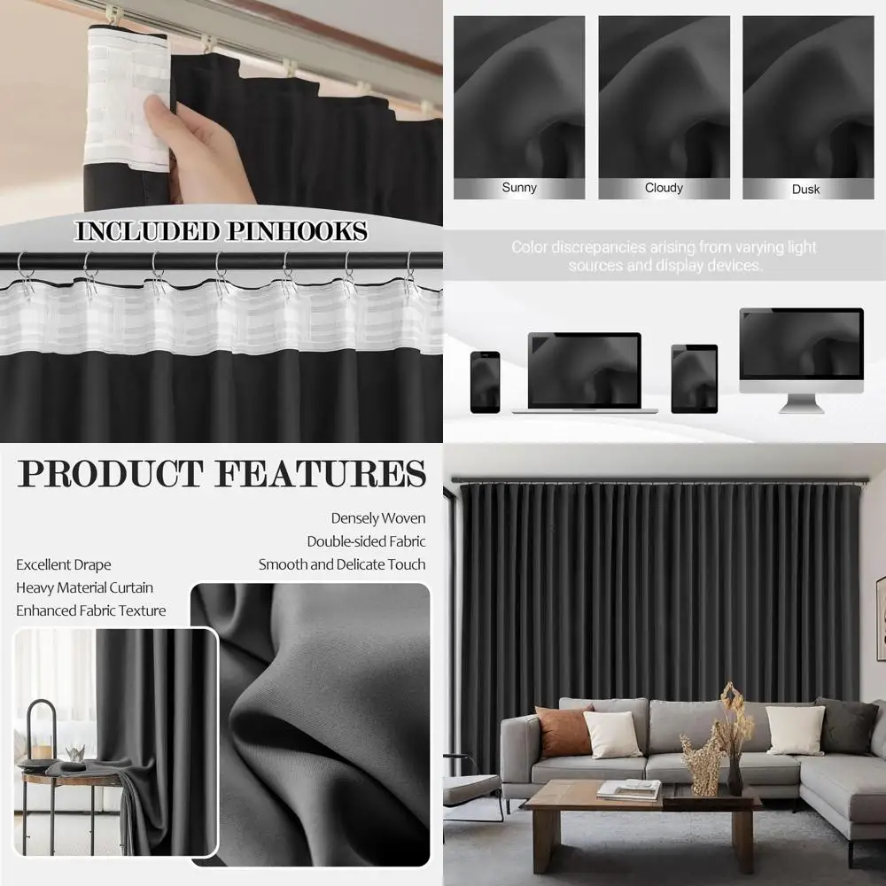 

Floor-to-Ceiling Soundproof Curtains for Home Theater, Track System or Rod Mount, Privacy Divider, 1 Panel